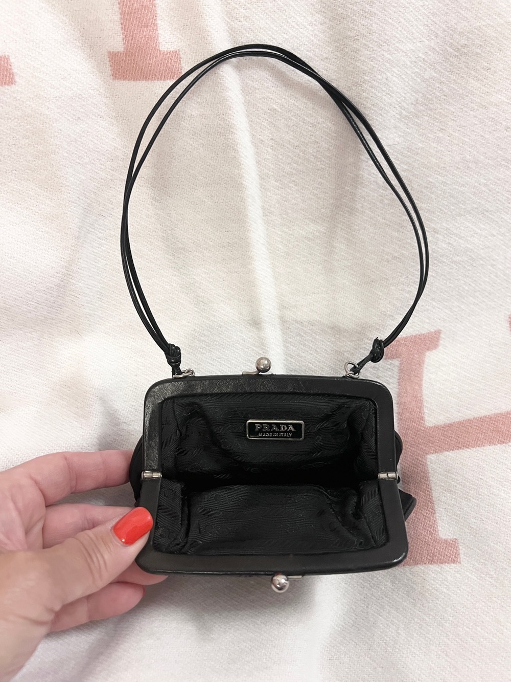 PRADA⭐️Authentic! Black Nylon Mini Frame click-lock mini tote Prada Bag - Picture 8 of 12